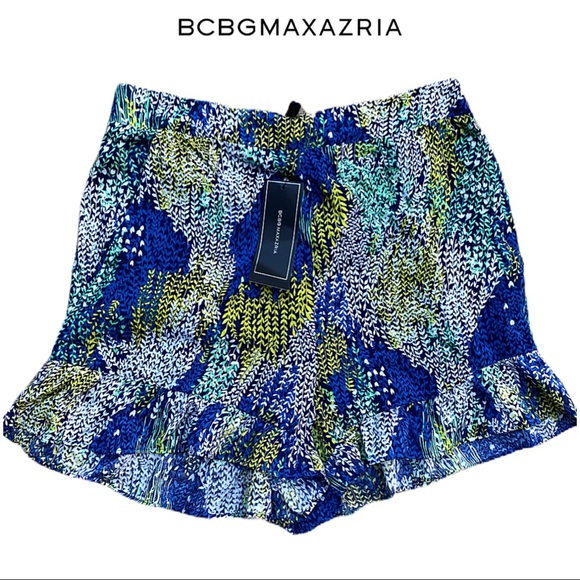 BCBGMAXAZRIA Blue Green Combo Floral Shorts NWT - Picture 1 of 6
